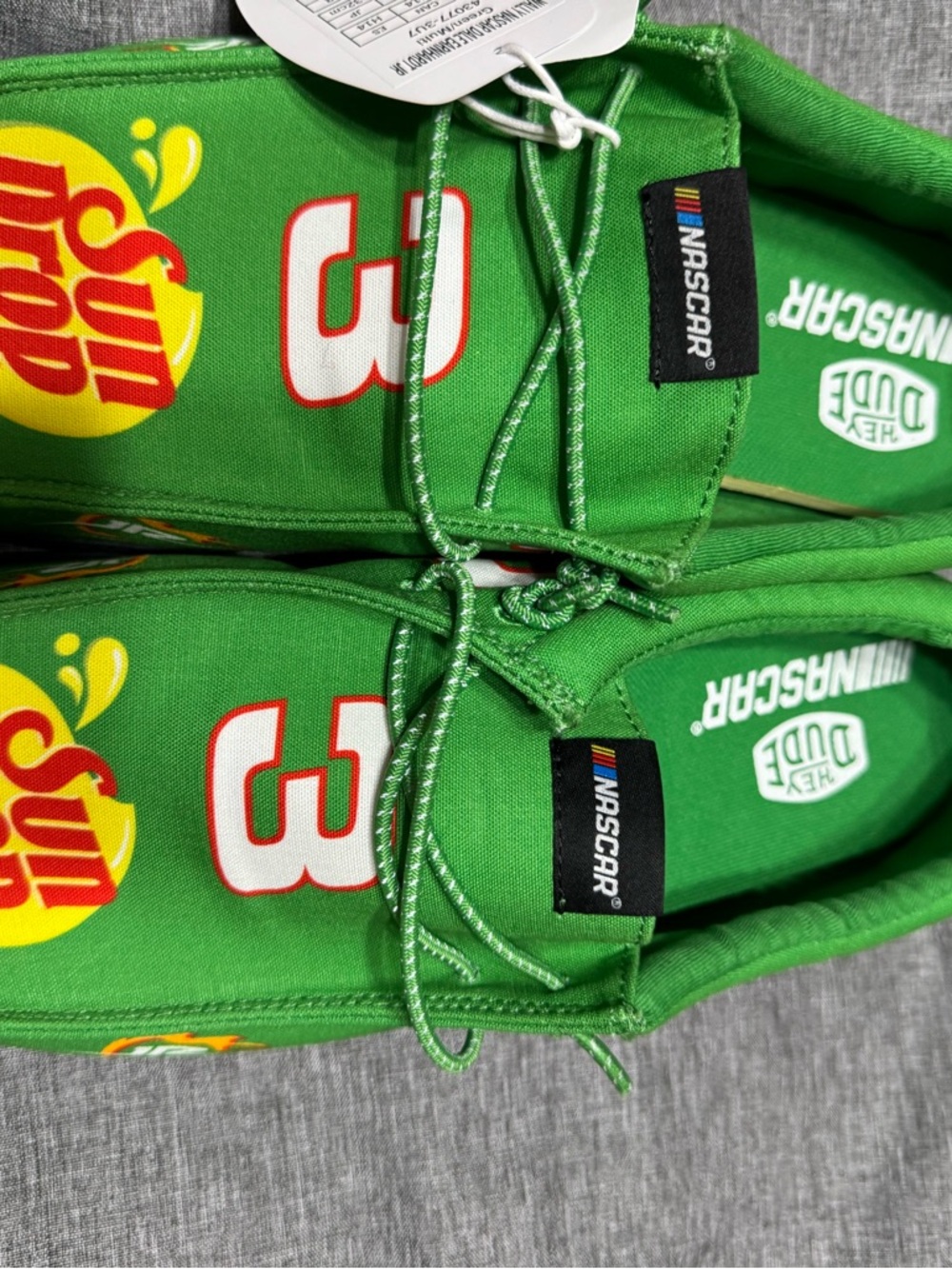 Hey Dude Bright Green Slip-On with White and Red Accent